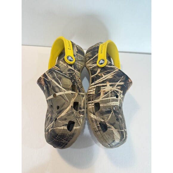 Crocs Duck Commander Camo Slides Yellow Strap Shoes Men Size 9 Outdoors Rugged